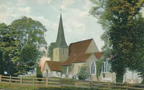 PC68176 Chaldon Kirche. Surrey. Chrom. 1907