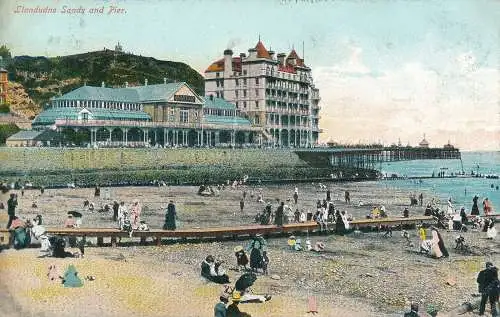 PC67876 Llandudno Sands and Pier. Bunney. 1906