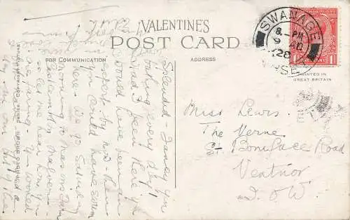 PC67589 Swanage. Valentinstag. Foto braun. 1928