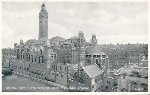 PC67394 Allgemeine Ansicht. Außen. Westminster Cathedral. London. Valentinstag. Silber