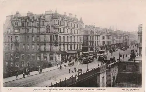 PC68143 Union Street mit neuem Union Bridge and Palace Hotel. Aberdeen. Die Anzeige