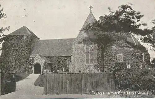 PC68172 Pfarrkirche Felixstowe. Christchurch. Fotogloss. 1907