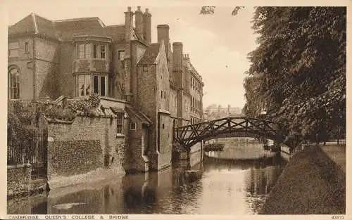 PC70031 Cambridge. Queens College und Brücke. Photochrom. Nr. 43815