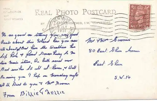 PC68030 Die Kaskaden- und Seerosen. Ventnor. I.W. Nigh. RP. 1951