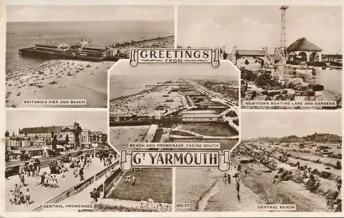 PC71376 Grüße von Gt. Yarmouth. Multi-View. D. Konstanz. RP. 1954