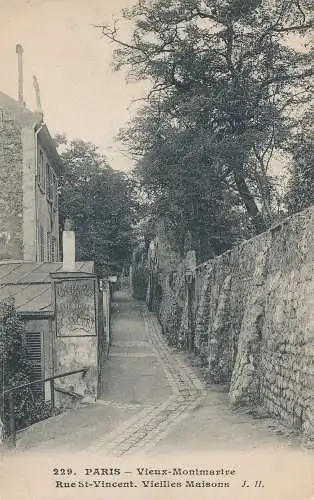 PC69823 Paris. Old Montmartre Rue St. Vincent. Alte Häuser. J.H.Nr. 229