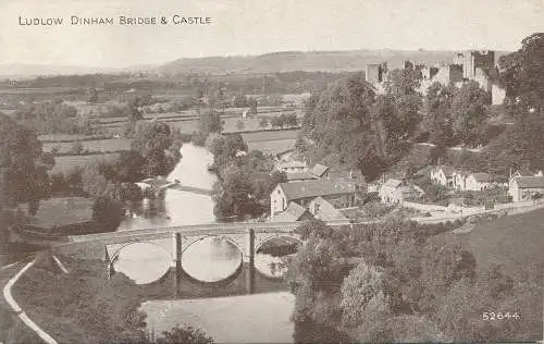 PC71497 Ludlow Dinham Brücke und Burg. Photochrom. Sepiatone. N 52644