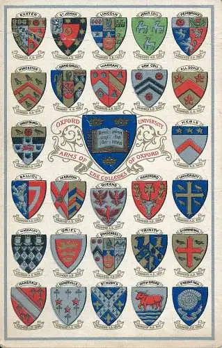 PC67425 Universität Oxford. Wappen der Colleges of Oxford