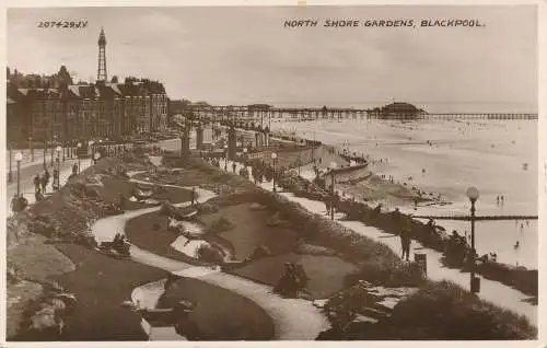 PC71026 North Shore Gardens. Blackpool. Allen und Sons. RP. 1933