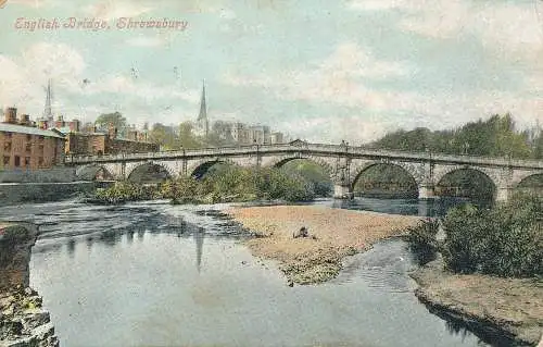 PC71452 Englische Brücke. Shrewsbury. Valentinstag