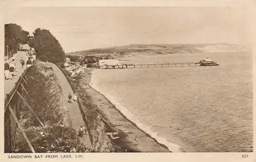 PC71296 Sandown Bay from Lake. I.W. Dean. Die Bucht. Nr. 637. 1947