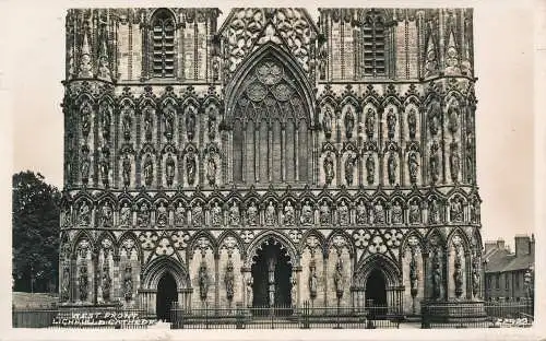 PC69745 Westfront. Lichfield Cathedral. Harvey Barton. 1952