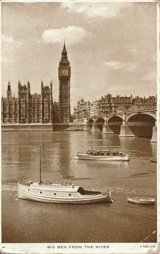 PC67497 Big Ben vom Fluss. Tuck. 1952