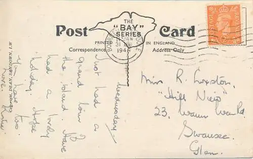 PC70947 Das alte Dorf. Shanklin. I.W.G. Dean. Die Bucht. 1949