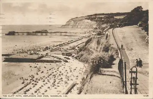 PC70015 Der Klippenpfad. Esplanade und Pier. Shanklin. I.W. Nigh. 1954