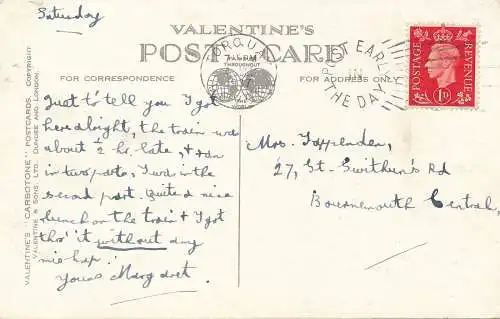 PC71420 Sharpham House. River Dart. Valentinstag. Carbon. Nr. 7726. 1937