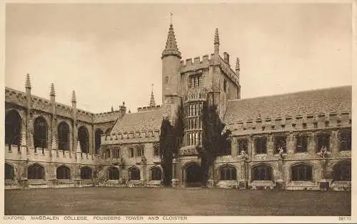 PC71625 Oxford. Magdalena College. Gründerturm und Kreuzgang. Photochrom. Nr. 58