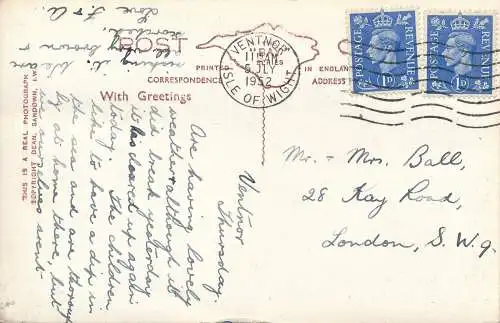 PC71817 Bonchurch. I.W. Dean. Die Bucht. RP. 1952