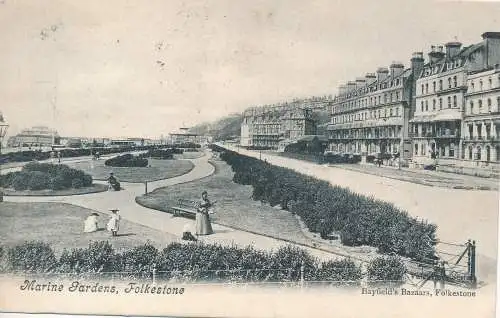 PC71565 Marine Gardens. Folkestone. Bayfields Basare. 1906