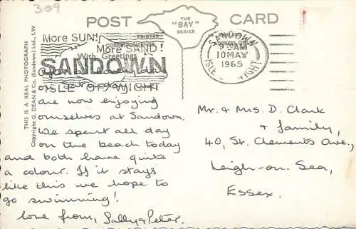 PC71605 Sandown Bay. I.W. Dean. Die Bucht. RP. 1965