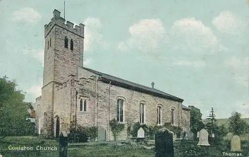 PC68275 Coniston Church. Thomas. 1907