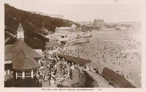 PC70556 The Spa und South Sands. Scarborough. Nr. 517. RP. 1935