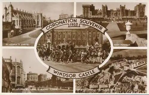 PC71740 Krönungssouvenir 1953. Windsor Castle. Valentinstag. RP