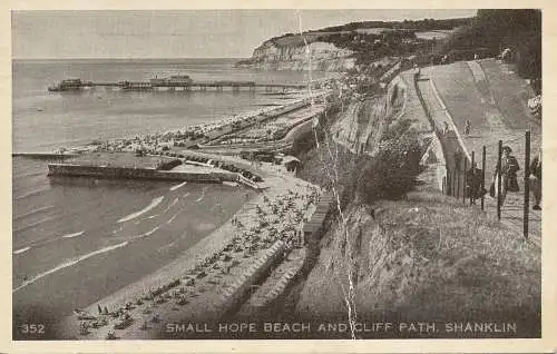 PC70199 Small Hope Beach and Cliff Path. Shanklin. Nr. 352. 1952