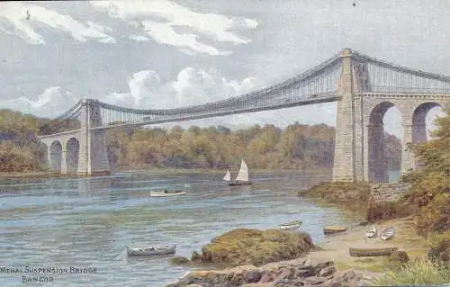 PC68757 Menai Hängebrücke. Bangor. Lachs. Nr. 3155. 1956