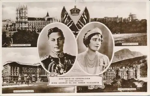 PC72641 Souvenir an die Krönung ihrer Majestäten König Georg VI. Und Königin Eliza