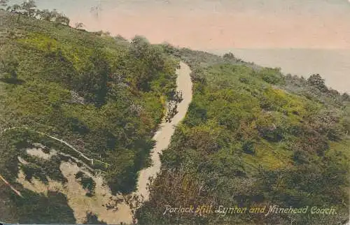 PC72562 Porlock Hill. Lynton und Minehead Coach. Frith. 1916