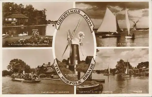 PC73111 Grüße aus den Norfolk Broads. Multi-View. Valentinstag. RP. 1953