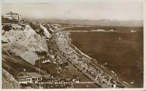 PC72111 Die Promenade. West Beach. Bournemouth. RP. 1931