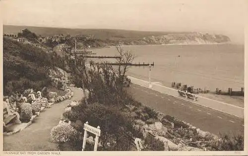 PC72322 Swanage Bay von Garden Walk. Nr. 29755. 1947