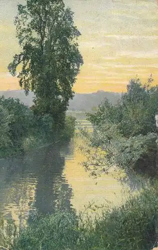 PC73329 alte Postkarte. Fluss und Bäume. 1914