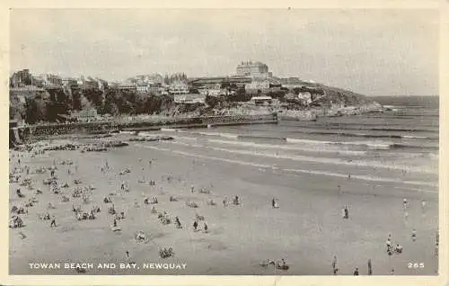 PC73589 Towan Beach and Bay. Newquay. 1955