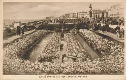 PC74108 Versunkene Gärten. Front am Meer. Brighton und Hove. A.W.W. 1938