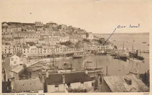 PC74686 Brixham aus Nordansicht. Lachs. 1948