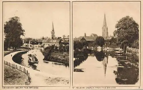 PC74651 Abingdon unterhalb der Brücke und St. Helens Kirche von der Brücke. Foto