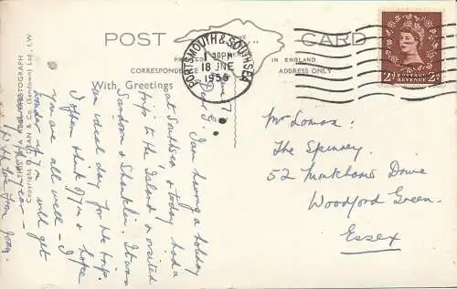 PC74199 Der Klippenpfad. Sandown. I.W. Dean. Die Bucht. RP. 1955