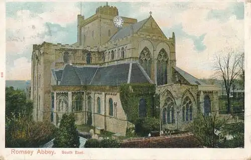 PC74727 Romsey Abbey. Südosten. Pfau. Autochrom. 1907