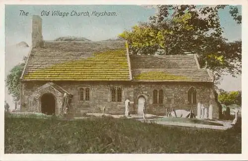 PC74339 Die alte Dorfkirche. Heysham. RP