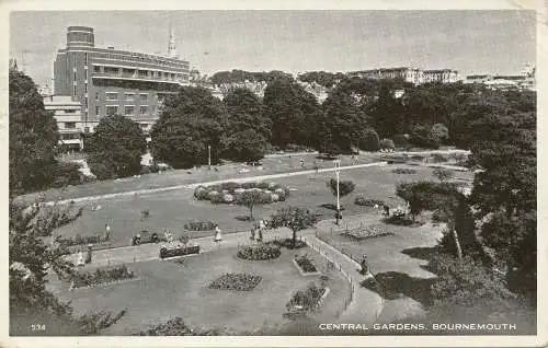 PC74289 Central Gardens. Bournemouth. Nr. 534. 1953