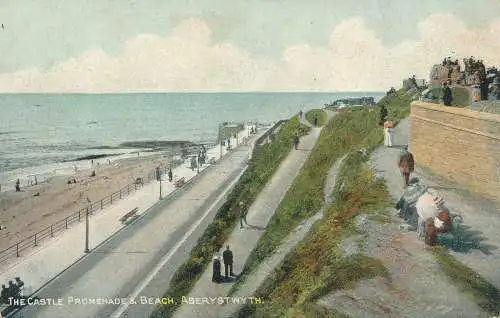 PC74300 Die Schlosspromenade und der Strand. Aberystwyth. Zierlich