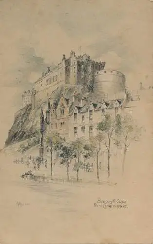 PC75048 Edinburgh Castle vom Grasmarkt. National. 1929