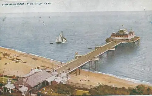 PC74514 Folkestone. Pier von Leas. Photochrom. Celesque. Nr. 34967