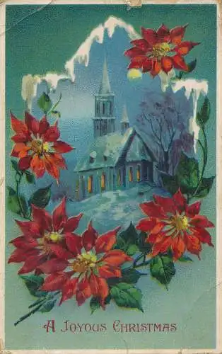 PC74923 Grußkarte. Frohe Weihnachten. Kirche im Winter. 1912