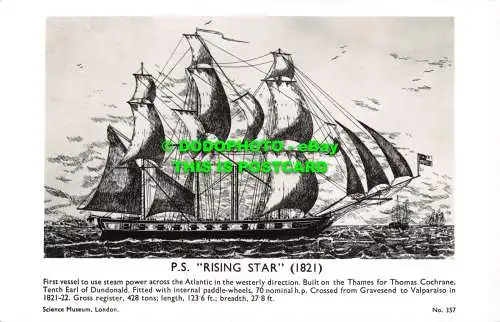 R551506 P.S. Rising Star 1821. Erstes Schiff, das Dampfkraft über den Atlantik einsetzt.