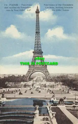 R604499 Paris. Panorama der Trocadero-Gärten. mit Blick auf den Eiffeltraw