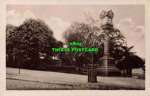 R602103 Christie Memorial Uhr und schwarzer Jungenbrunnen. Stirling. Caledonia Seri